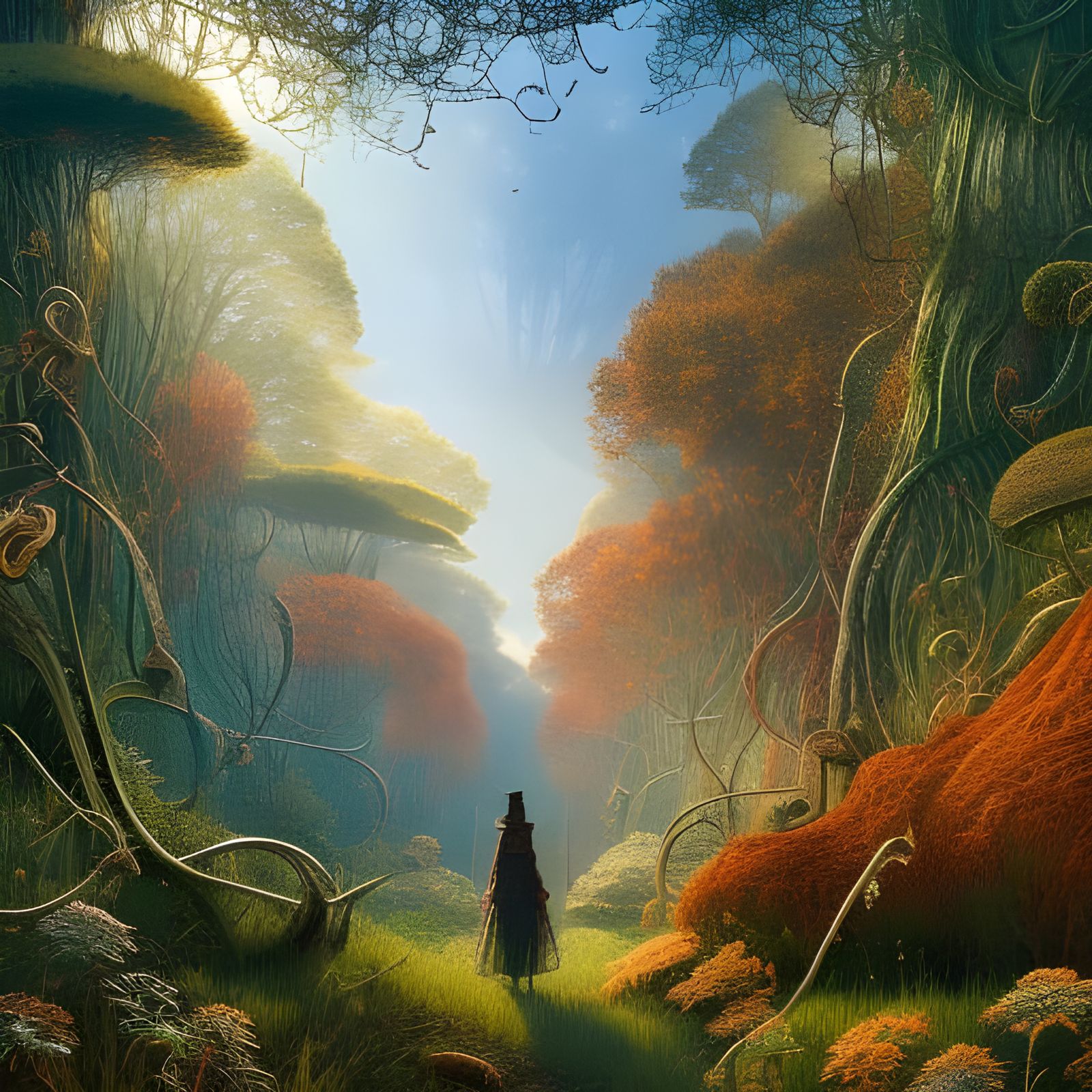 Enchanted Floral Forest in Digital Painting Style