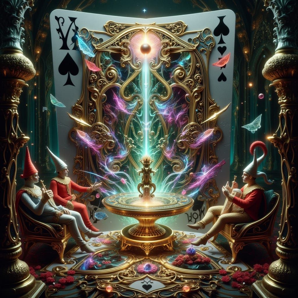 Royal Court in Impossible Ballroom, Playing Card Motifs