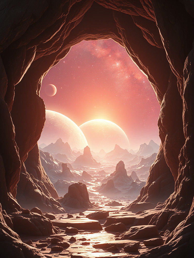 Fantastic World Gate with Sci-Fi Lighting