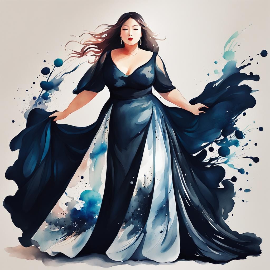 Dreamy Anime Portrait in Watercolor and Ink