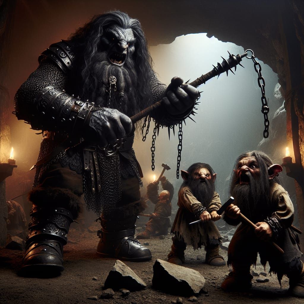 Dwarven Overlord Torments Gnomes in Subterranean Depths