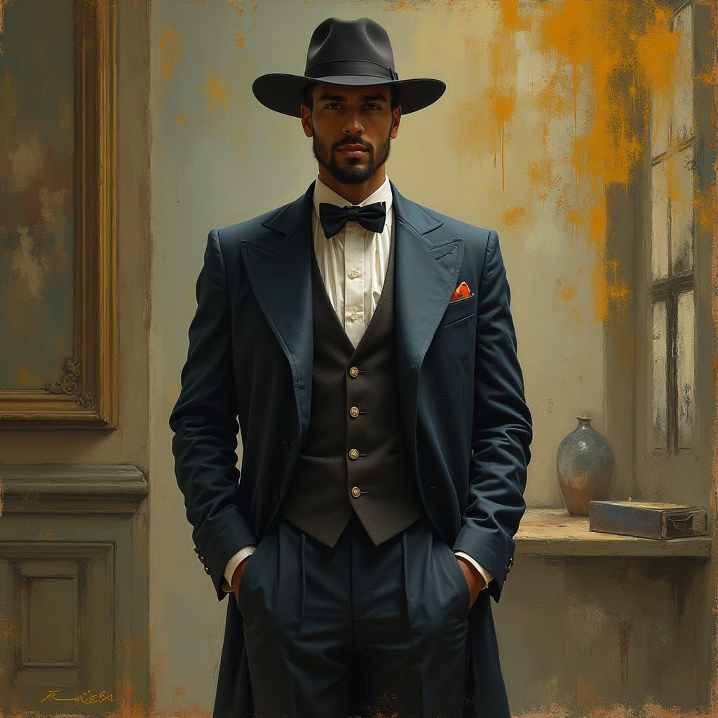 Elegant Man in Refined Environment, Detailed Realism
