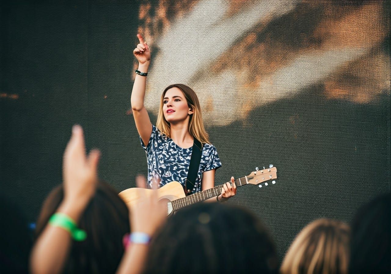 Passionate Guitarist Performing on Stage in Concert