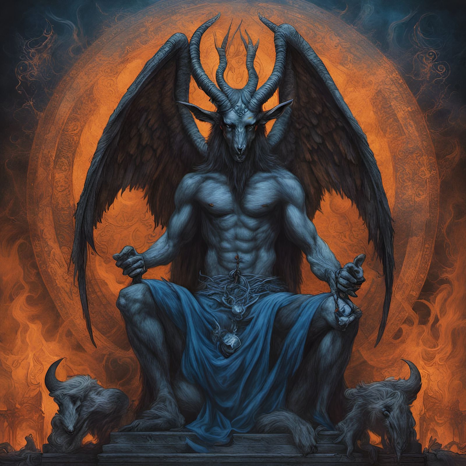 Baphomet and Lucifer: Satanic Altar in Black Metal Style