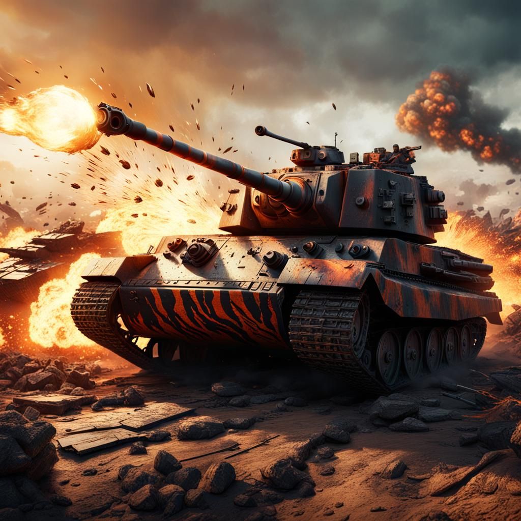 Battlefield Tiger Tanks in Hyperrealistic Cinematic Style
