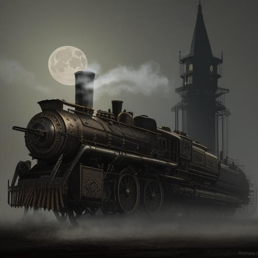 Steampunk Highwayman on Steam-Powered Motorcycle