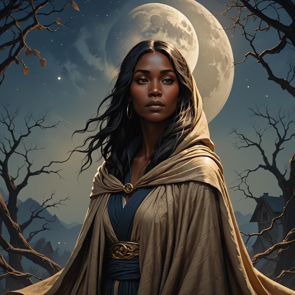 Moonlit Sorceress in Fantasy Art Style