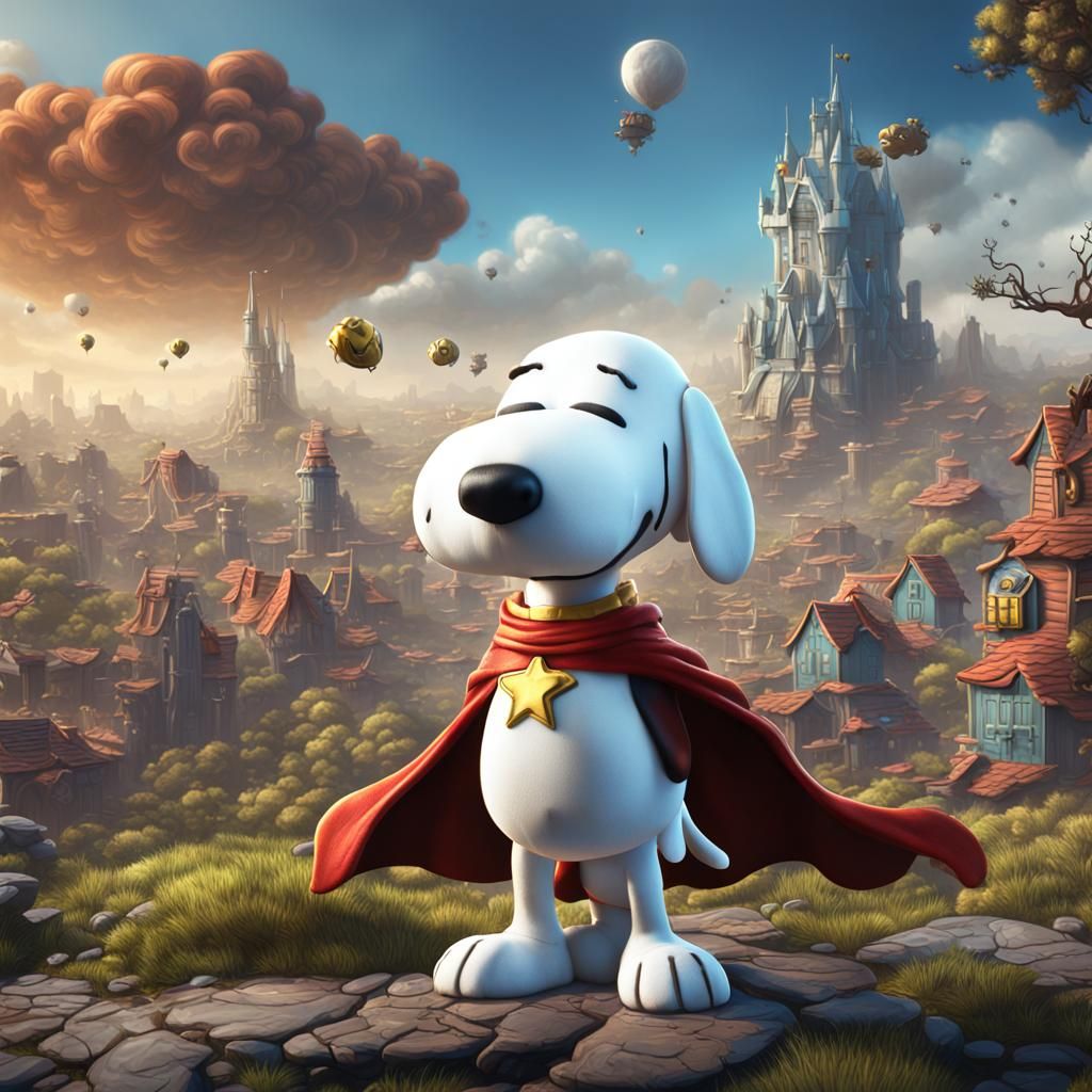 Snoopy as Superhero in Detailed Digital Art