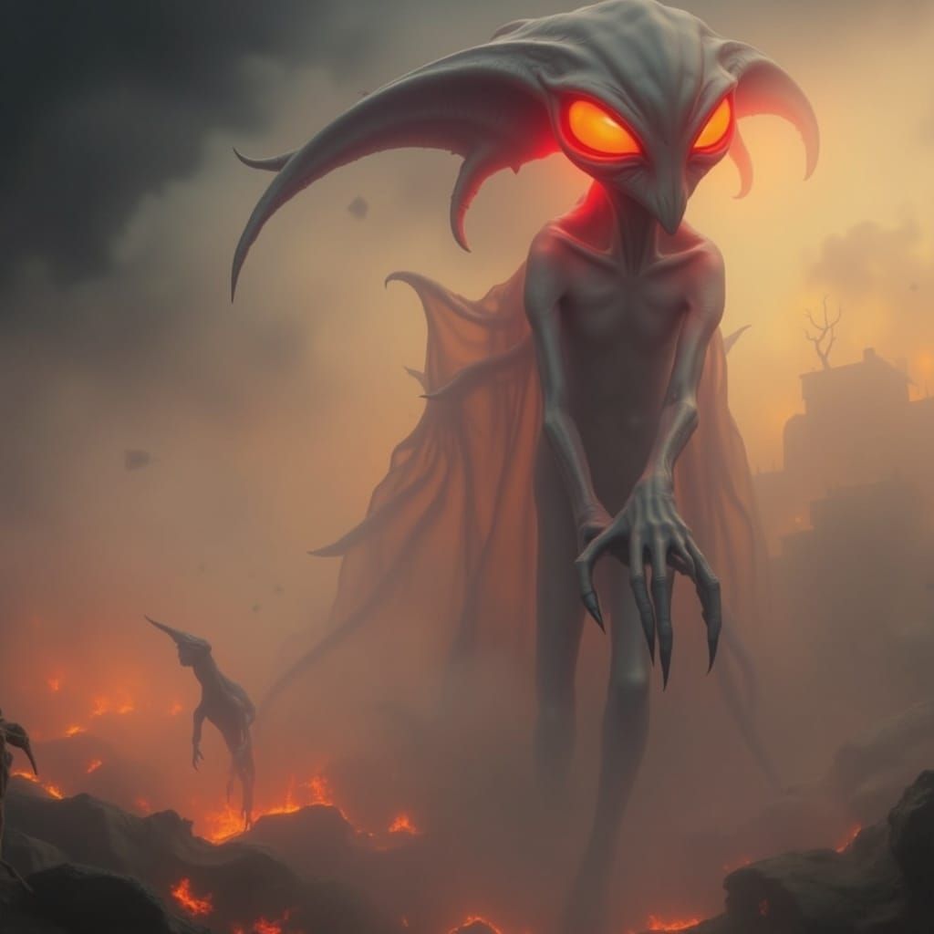 Haunted Nun with Bleeding Eyes and Heart in a Dystopian Worl...