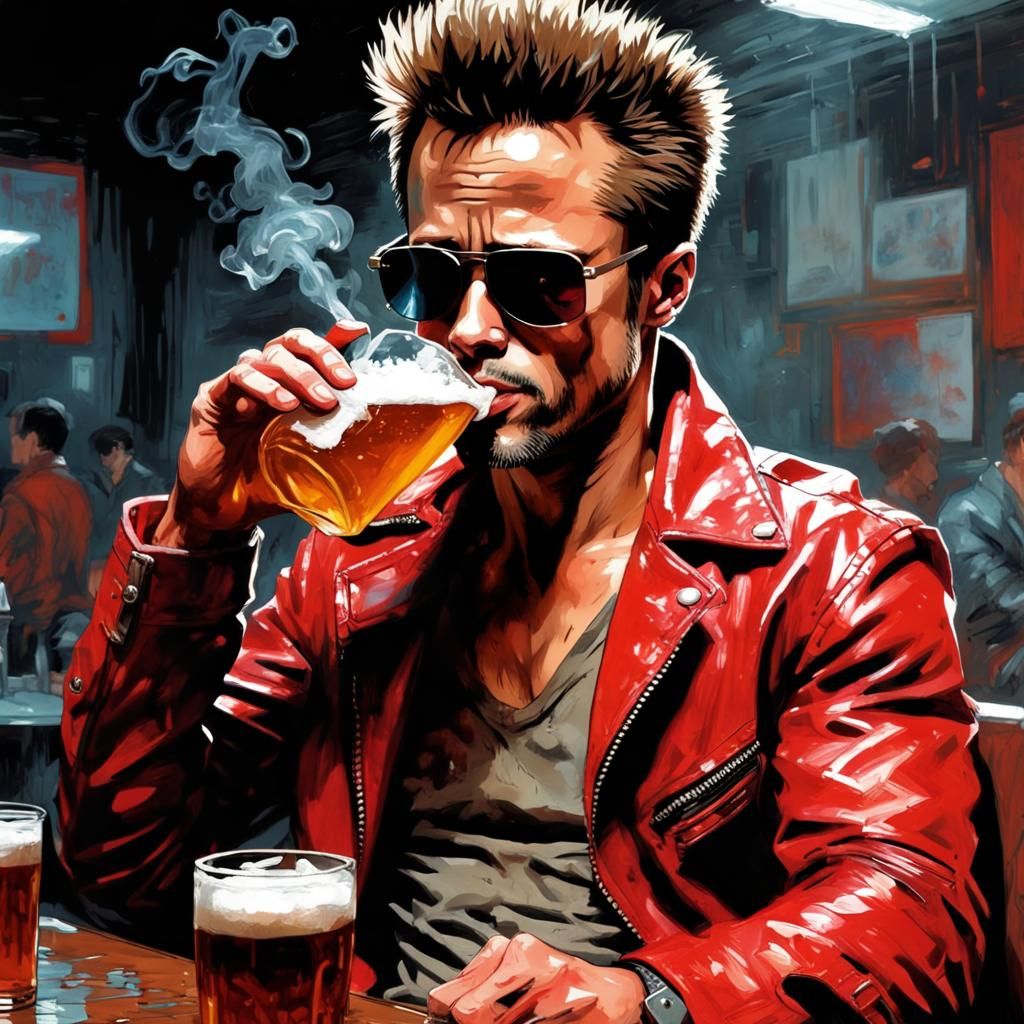 This is how I met (Tyler Durden:1.5); smoking+red lensed sun...