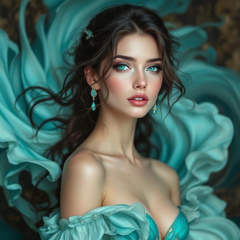 Turquoise Beauty in Art Nouveau Style