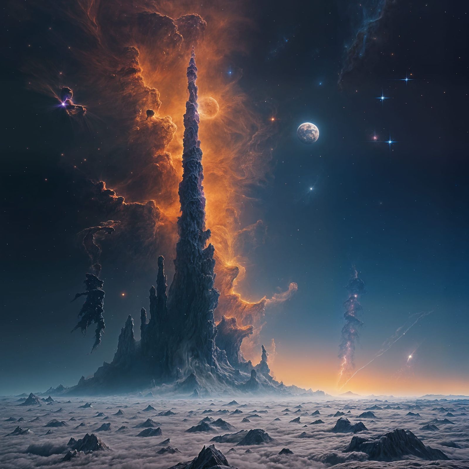 Lunar Pillars of Creation in Breathtaking Sci-Fi Style