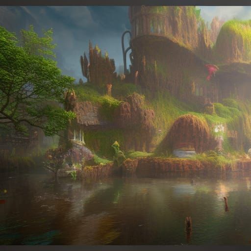 Duck Sphere in Fantastical Landscape