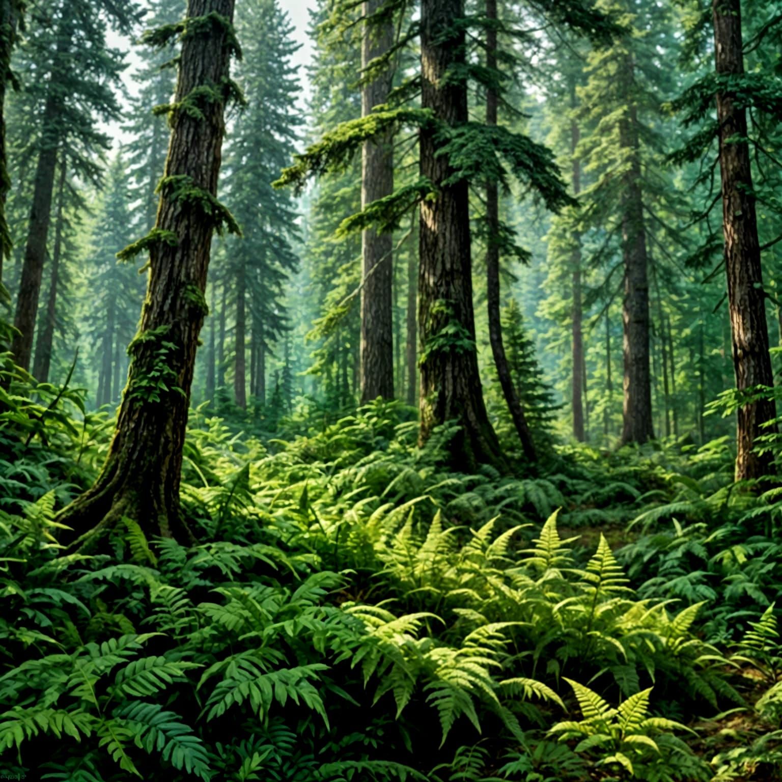 Lush Boreal Forest in Springtime Bloom