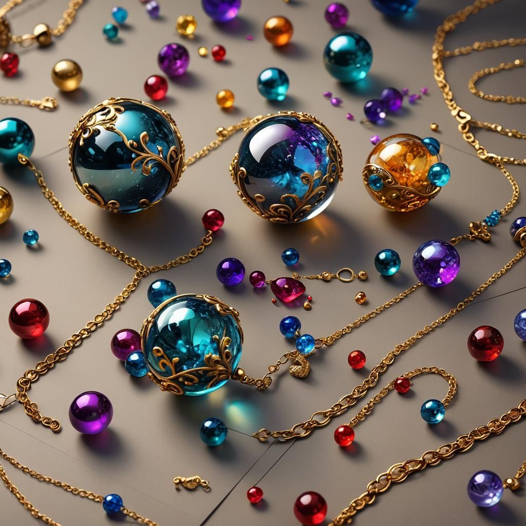 Colorful Glass Jewelry Balls: Digital Matte Painting