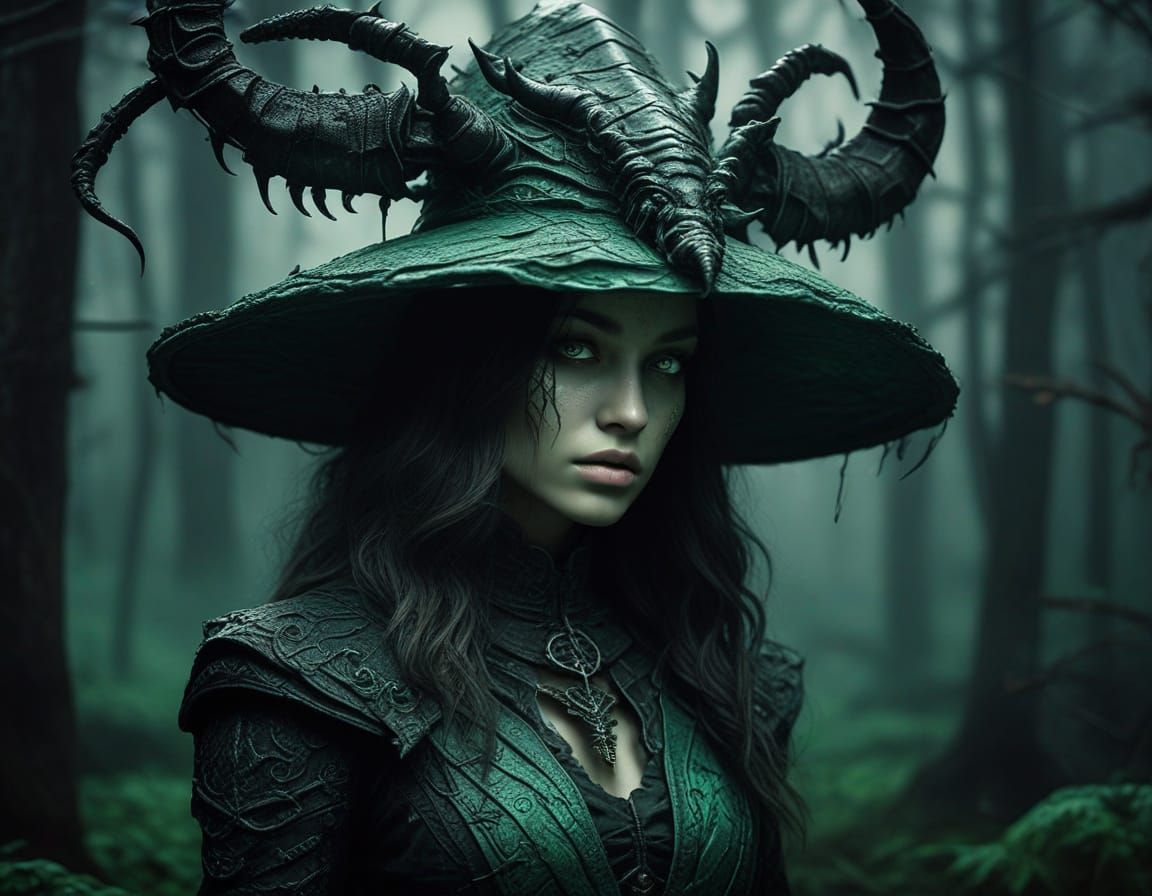 Mysterious Forest Enchantress in Dark Fantasy Style