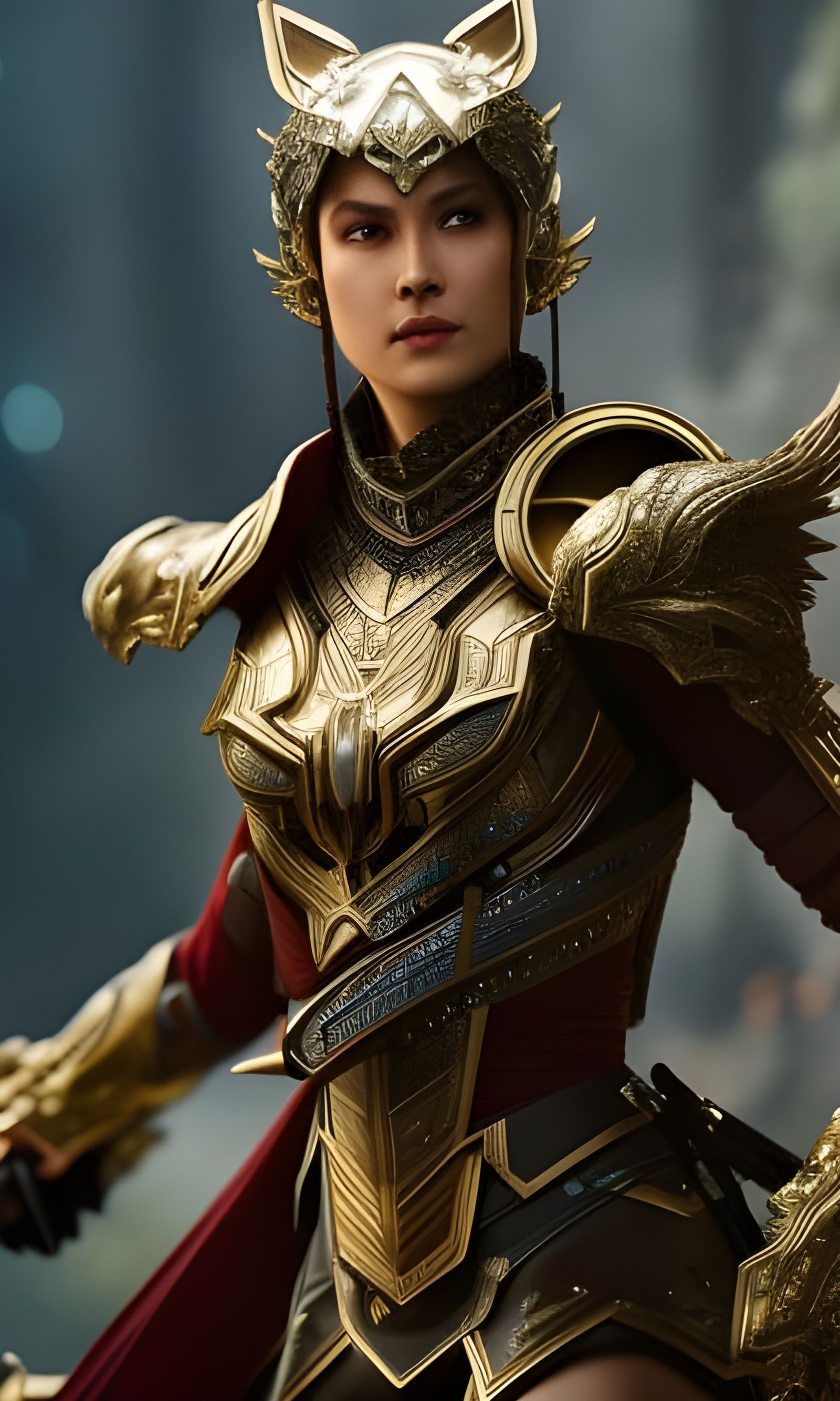 Armored Cat Commander: Hyperdetailed Digital Matte Painting