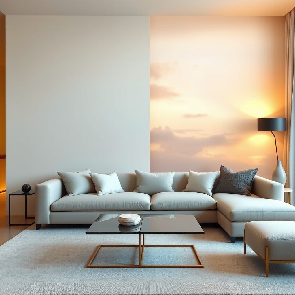 Soothing Modern Living Room with Harmonious Feature Wall