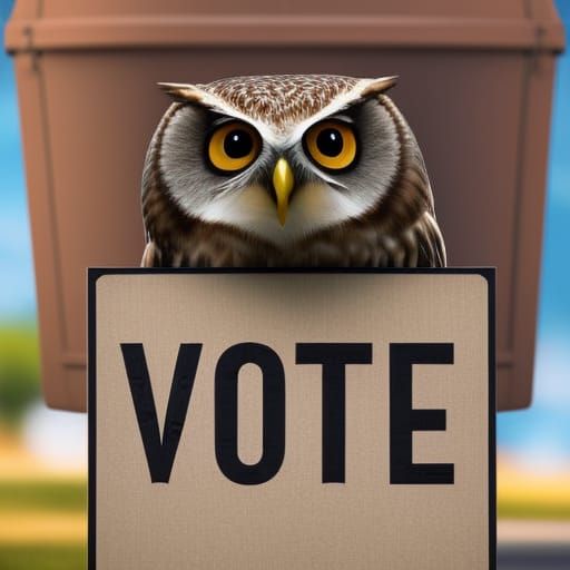 Cute Owl Hitchhiking and Encouraging Voting: Pixar Style