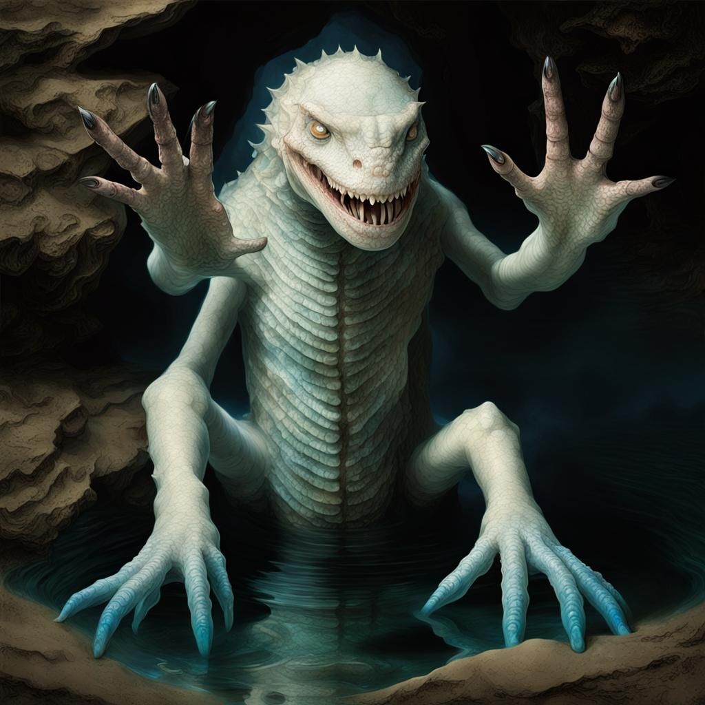 Horrific Pale Creature Emerges from Cavern