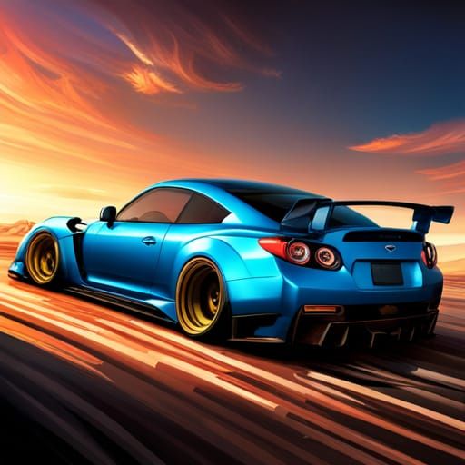 Blue Subaru Sports Car with Custom Sound System