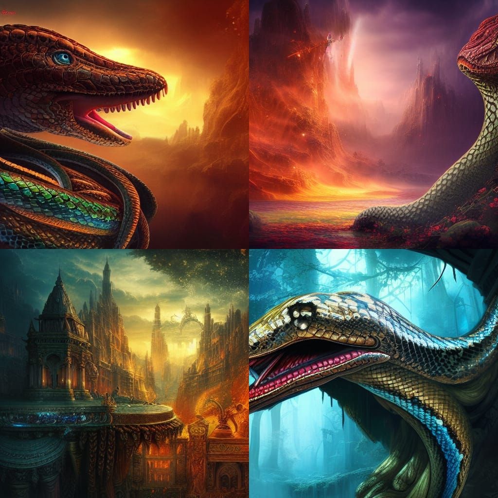 Brilliant Snake in Detailed Digital Matte Painting