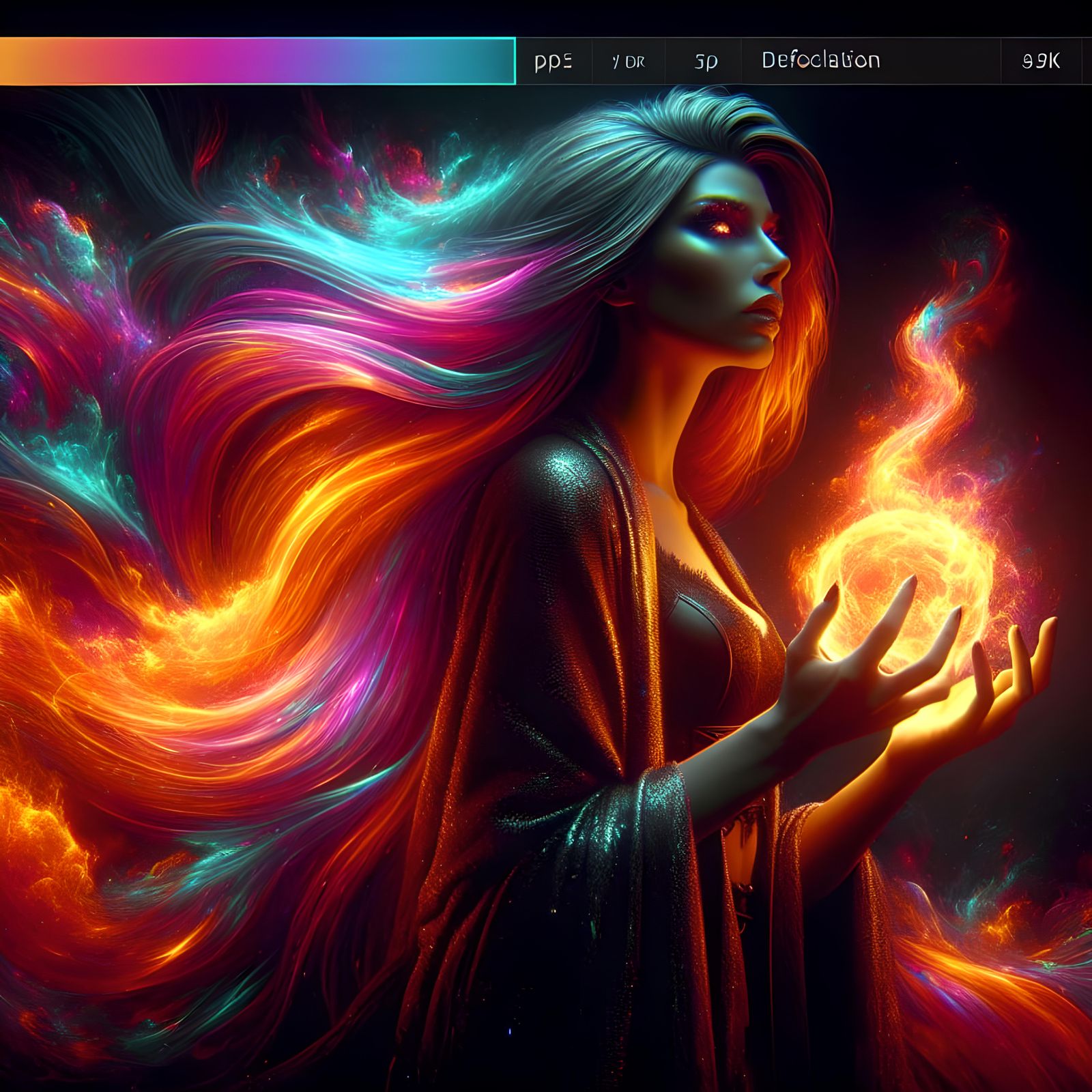 Powerful female fire sorcerer