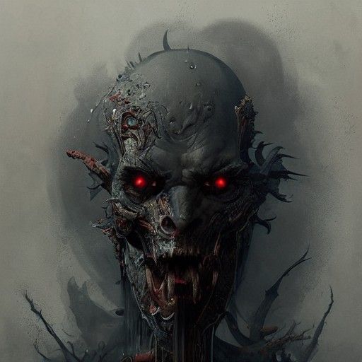 Detailed 3D Portrait of a Demon in Horror Style