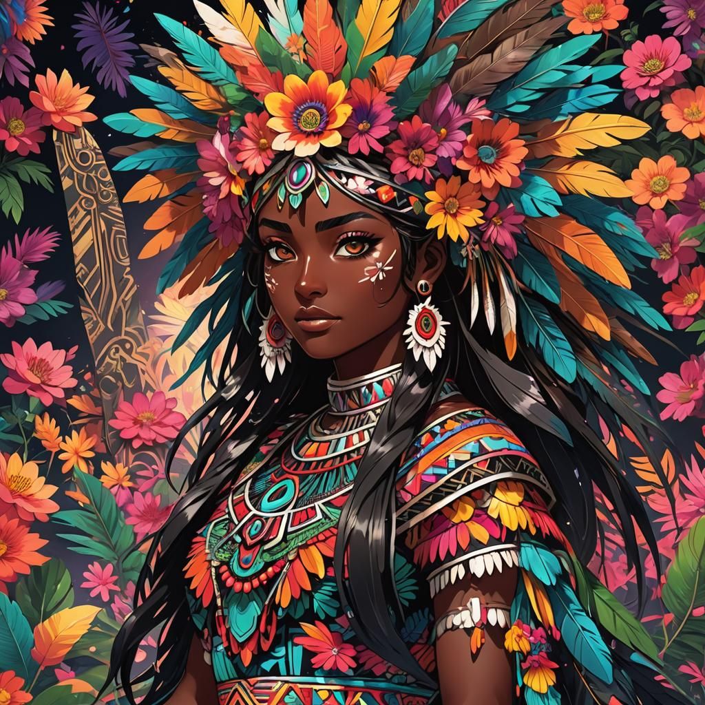 Aztec Girl in Anime Manga Splash Art
