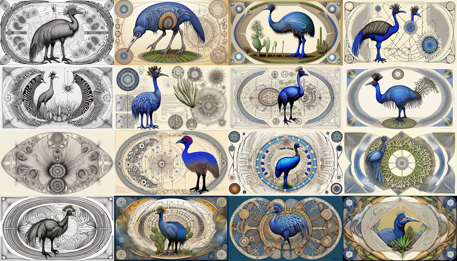 Cassowary in Technical Drawings with Quantum Zentangle