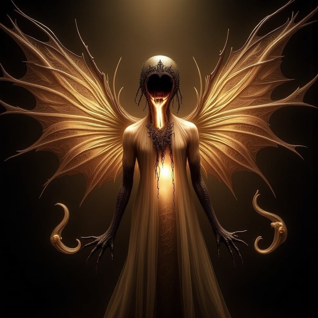 Ethereal Glowing Creature in Gothic Lace