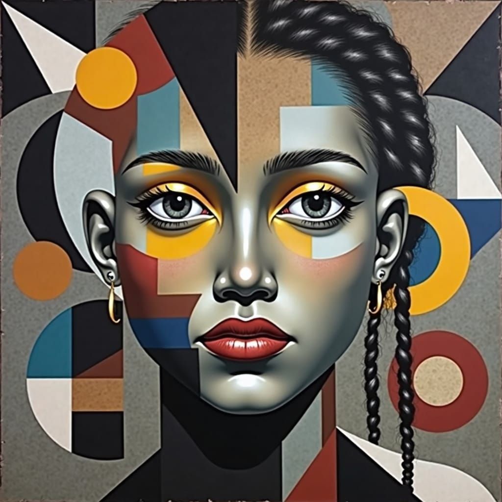 Mechanical African Woman Collage in Dada Style