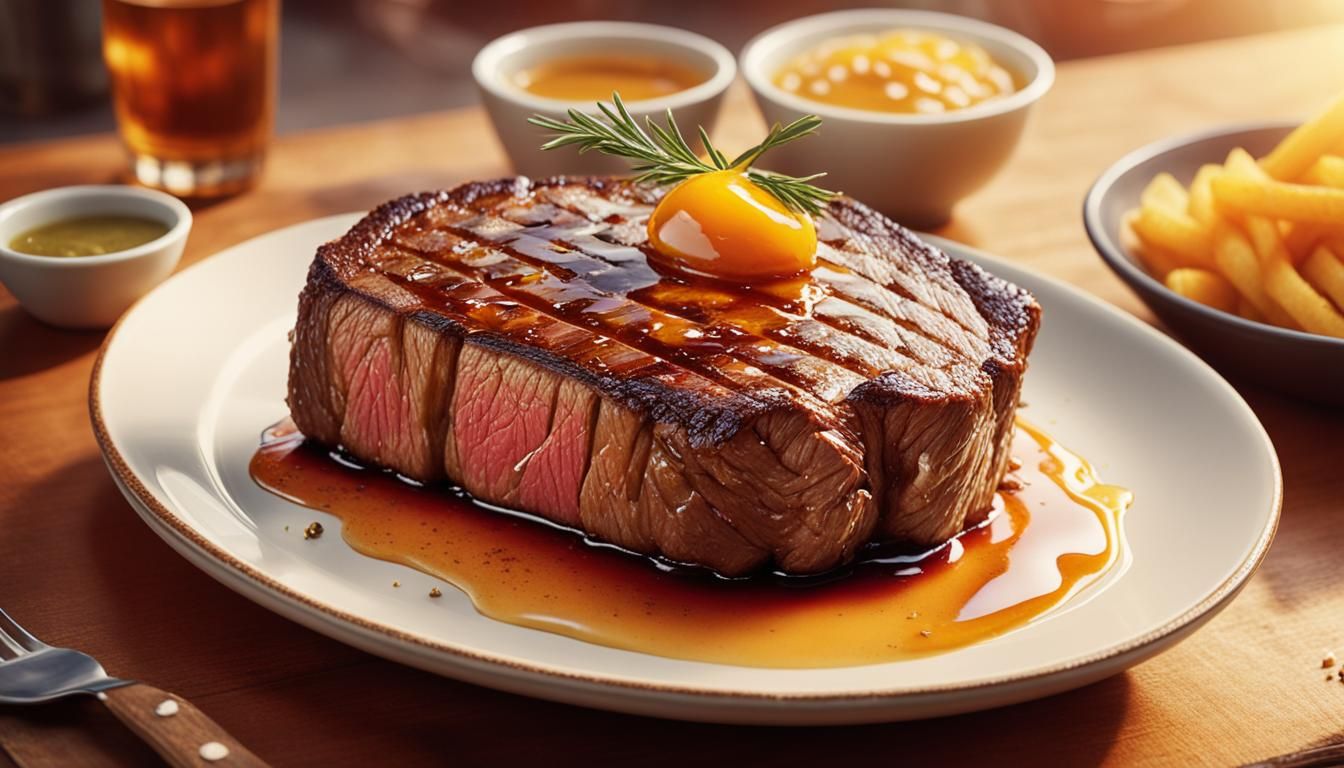 Honey Glazed Steak in Hyperrealistic Food Photo