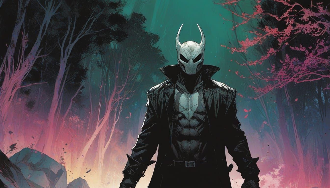 Dark Neo-Noir Spring Goddess in Fantasy Landscape