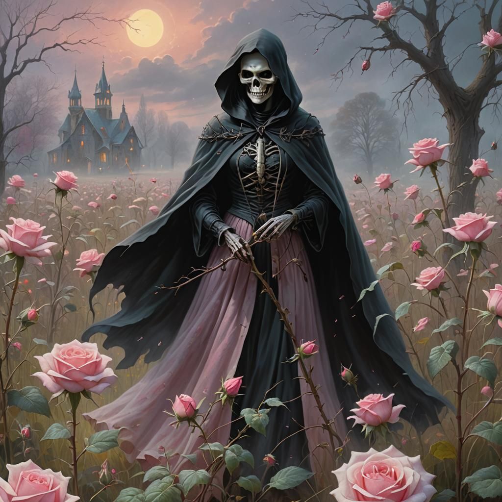 Pastel Rose and Grim Reaper in Ethereal Field