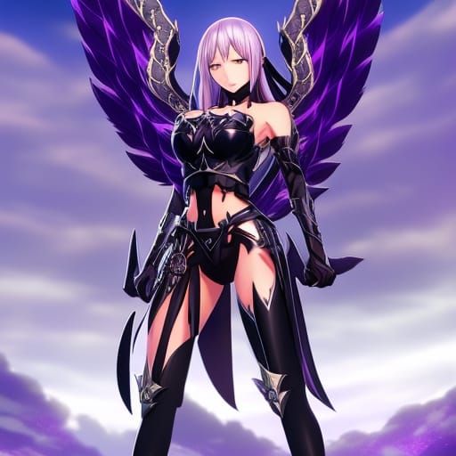 Valkyrie Queen in Anime Style with Black Bikini Armor