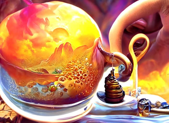 Honey Soda Fountain in Neon Sci-Fi Style