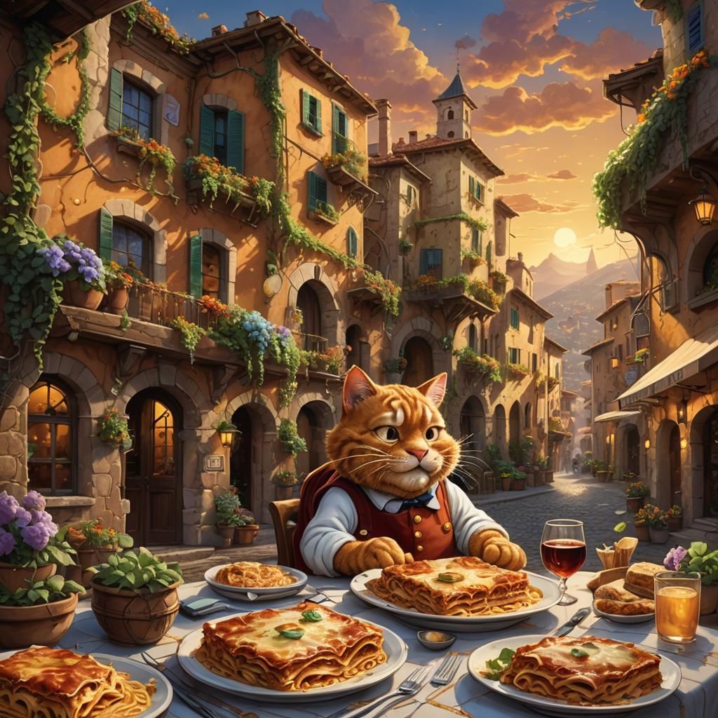 Garfield's Italian Feast: A Digital Masterpiece