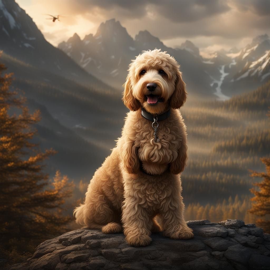 Detailed Digital Painting of a Goldendoodle