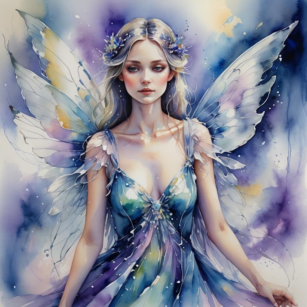 Ethereal Fairy in Watercolor Style