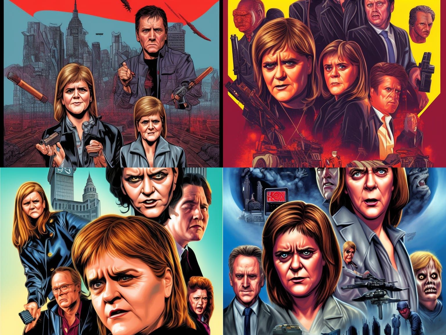 Nicola Sturgeon Horror Film Poster in Comic Book Art