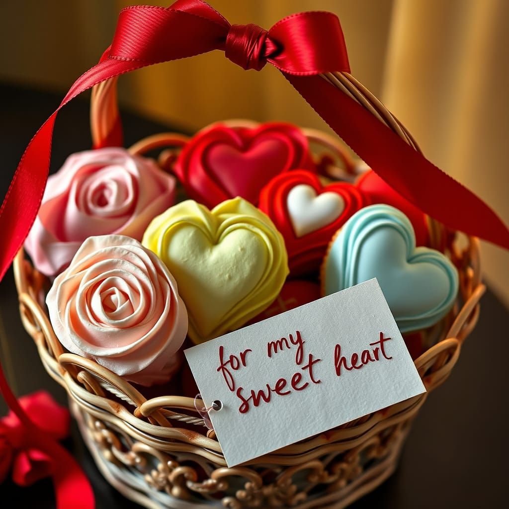 Sumptuous Pastel Cakes in Ornate Basket