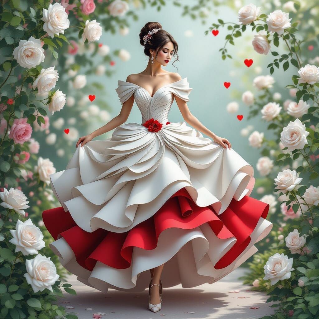 Elegant Lady in Motion with Stone Petal Dress