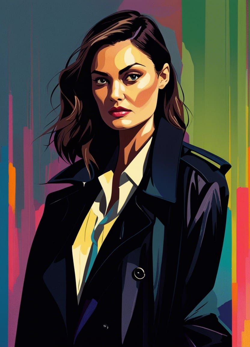 Sci-Fi Investigator Portrait in Minimalist Style