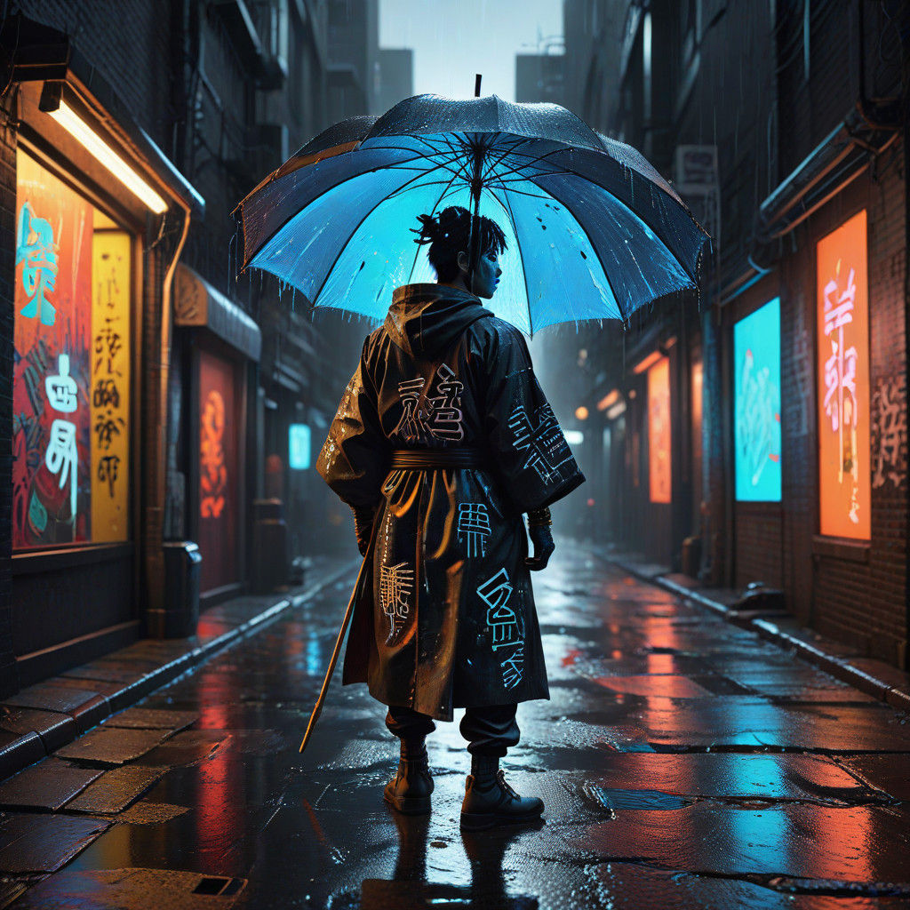 Urban Japanese Prince in Vibrant Street Art Style