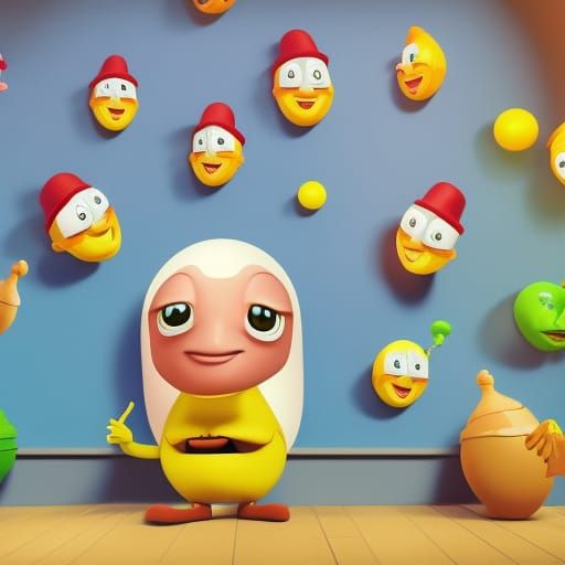 Humpty Dumpty on the Wall: 3D Digital Art