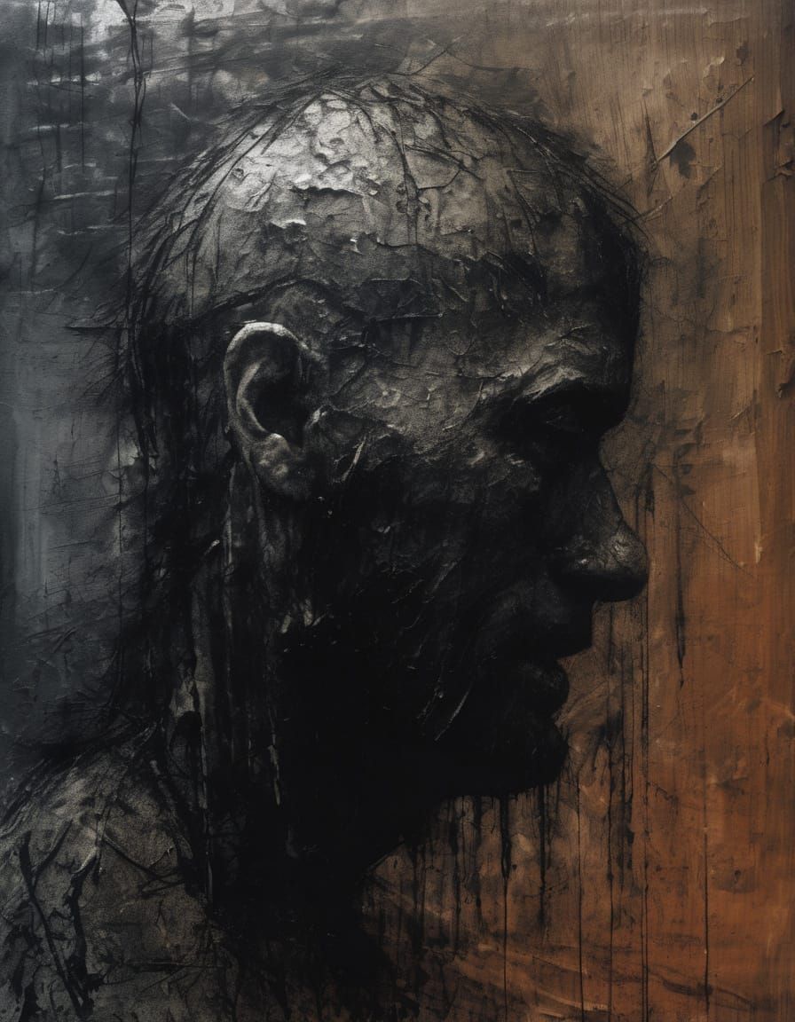 Dark, Foreboding Portrait of Despair in Expressionist Style