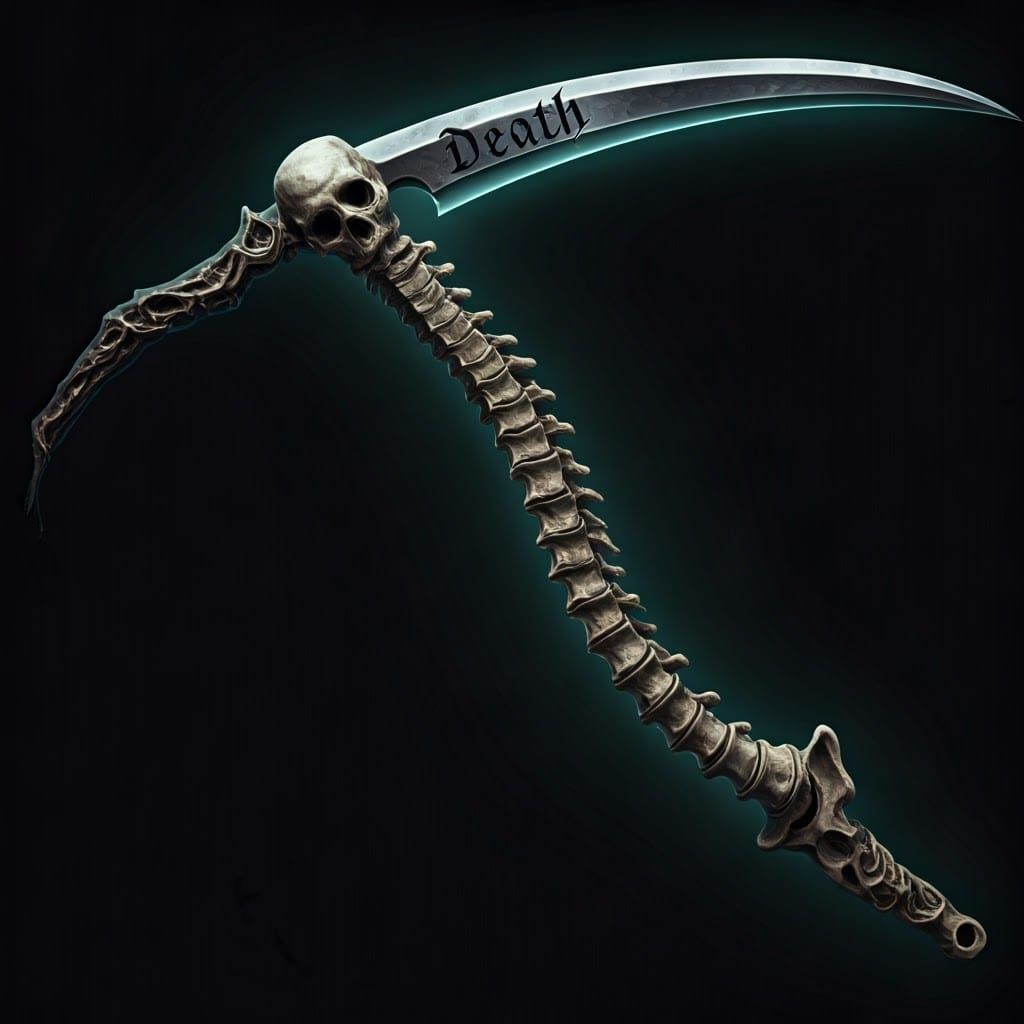 Intricately Detailed Scythe of Death in Dark Fantasy Style