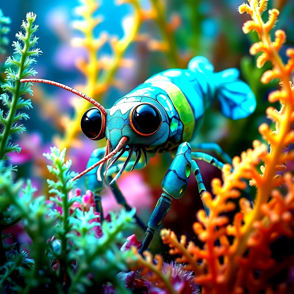 Vibrant Seaweed Shrimp in a Whimsical Ocean Realm