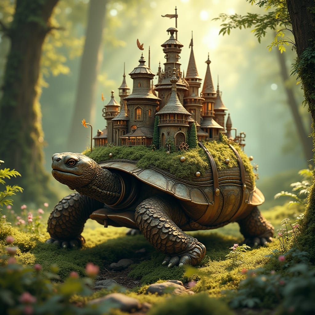 Steampunk Tortoise Carries Miniature Victorian City in Whims...